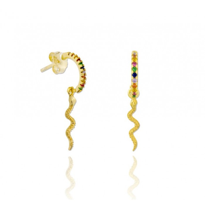 PENDIENTES COLORFUL SNAKE GOLD