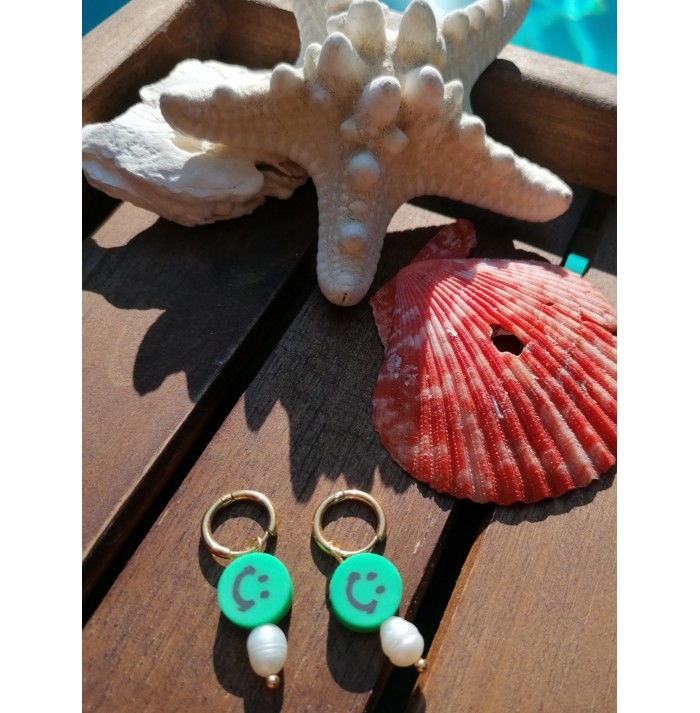 PENDIENTES CHIC SMILE GREEN GOLD